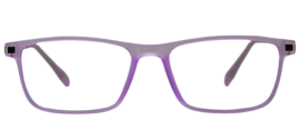 Rectangular eyeglasses with flat, sheet-style frames, made from glossy acetate material.