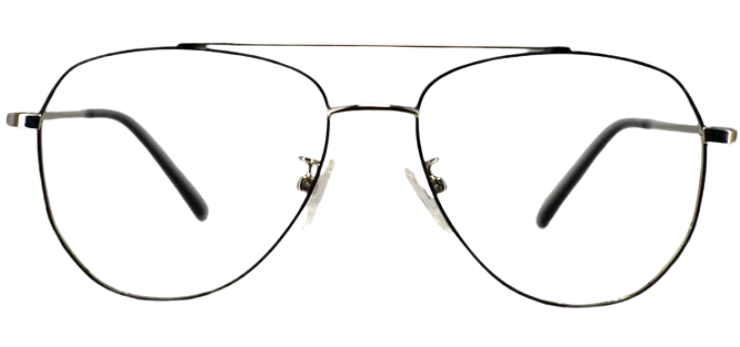 Cliqlens Cool Aviator Frame Eyeglasses GRRY-Black Silver Dual Tone
