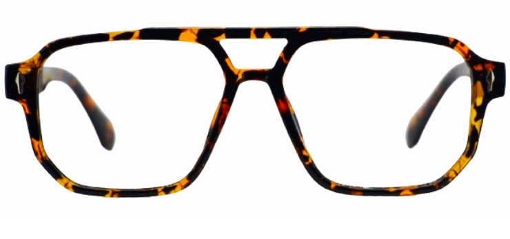 Cliqlens Studio Classy Square Double Bar Frame Eyeglasses For Men's-Leopard Turquoise