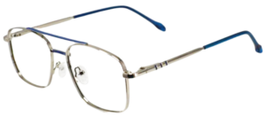 Cliqlens Full rim SIlver square Double bar metal eyeglasses for men and women