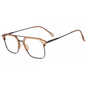 Cliqlens Full Rim Light brown Square metal eyeglasses for men and Women