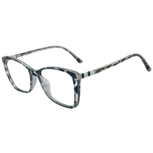 JackBerry Full rim Black White strips Cat eye Sheet Eyeglasses for Women