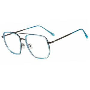 Cliqlens Studio Full Rim Grey Black double bar square metal sheet eyeglasses for men and Women