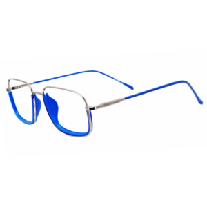 Cliqlens Studio Full Rim Silver Blue Square Metal eyeglasses for Men and Women