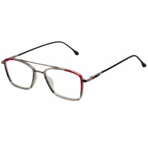 Cliqlens Studio Full Rim Grey Red Square Metal eyeglasses for Men and Women