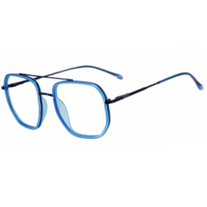 Cliqlens Studio Full Rim Blue double bar square metal sheet eyeglasses for men and Women
