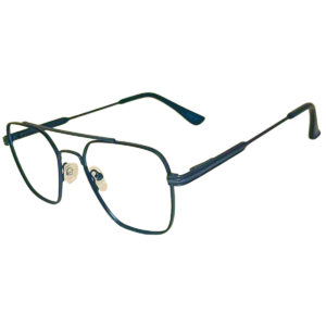 Cliqlens Full Rim Navy, copper brown Square Double Bar Metal Eyeglasses for Men and Women