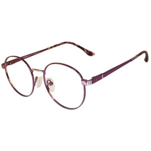 Cliqlens Full Rim Purple & Copper Brown round metal eyeglasses for men and Women