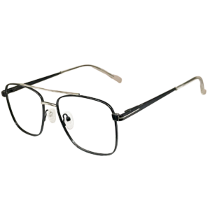 Cliqlens Full rim black square Doublebar metal eyeglasses for men and women