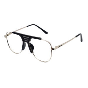 Cliqlens Studio Full Rim Silver Black Fancy Aviator Metal eyeglasses for Men