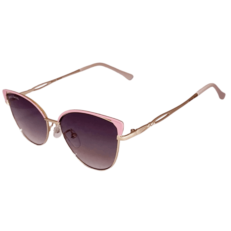 Stylish Golden Pink with grey Lens Full Rim Metal Cat-eyed Sunglasses for Women cliqlens kevin bacon cat eye sunglasses for women