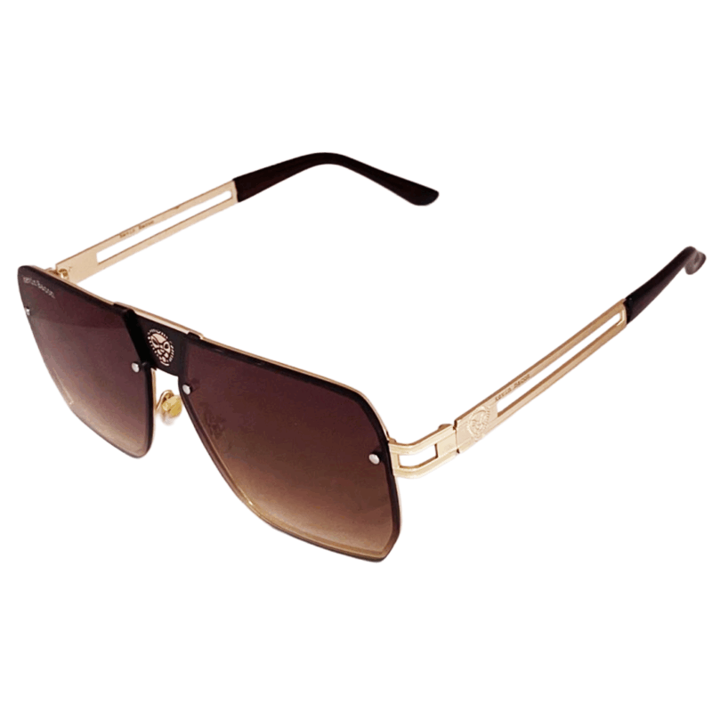 Stylish Golden with Brown Full Rim Square Metal Sunglasses for Men & Women cliqlens kevin bacon square metal sunglasses for men and women