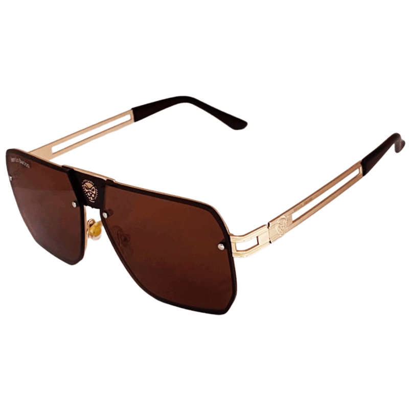 Stylish Golden with Dark Brown Lens Full Rim Square Metal Sunglasses for Men & Women cliqlens kevin bacon square metal sunglasses for men and women