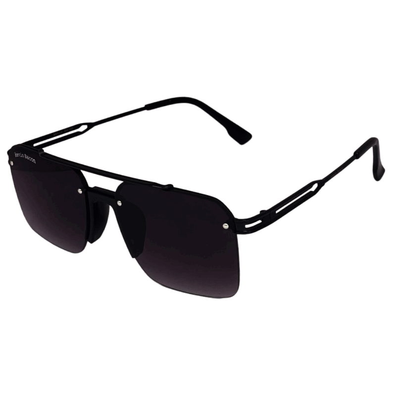 Stylish Black with Black Lens Half Rim Metal Square Sunglasses for Men & Women cliqlens kevin bacon square metal sunglasses for men and women