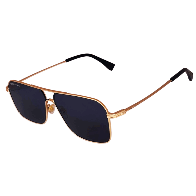 Stylish Golden with Black Tint lens Full Rim Square Metal Sunglasses for Men & Women cliqlens kevin bacon square metal sunglasses for men and women