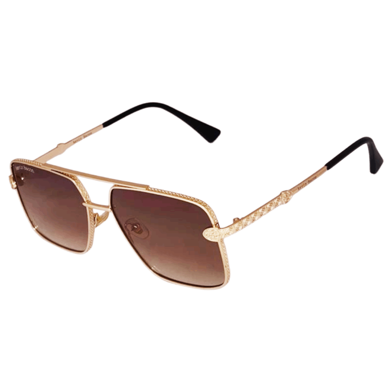 Stylish Golden with Brown lens Full Rim Metal Square Sunglasses for Men & Women cliqlens kevin bacon squaren metal sunglasses for men and women