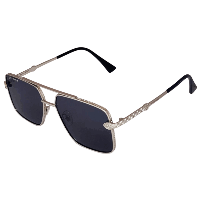 Stylish Silver with Black lens Full Rim Metal Square Sunglasses for Men & Women cliqlens kevin bacon square metal sunglasses for men and women