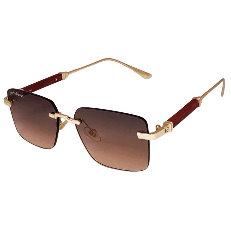 Stylish Golden with brown lens Rimless Square metal Sunglasses for Men & Women CLIQLENS KEVIN BACON SQUARE METAL RIMLESS SUNGLASSES for men and women