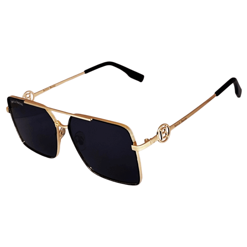 Stylish Golden with Black Full Rim Square Metal Sunglasses for Men & Women cliqlens kevin bacon square metal sunglasses for men and women