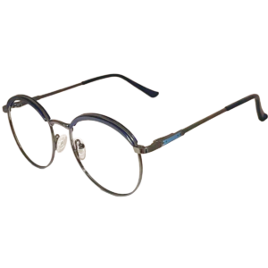 Cliqlens Studio Half Rim Gun metal with blue Round Metal eyeglasses for Women