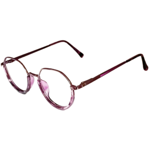 Cliqlens Studio Half Rim Purple with Purple leopard Round Metal eyeglasses For Women