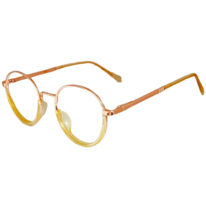 Cliqlens Studio Full Rim Rose gold with yellow Round Metal eyeglasses for Women