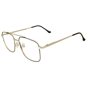 Cliqlens Full Rim Black Silver Square Double Bar Metal Eyeglasses for Men and Women