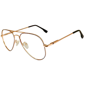 Cliqlens Golden & Brown Dual Cool Aviator Metal Frame Eyeglasses For Men & Women