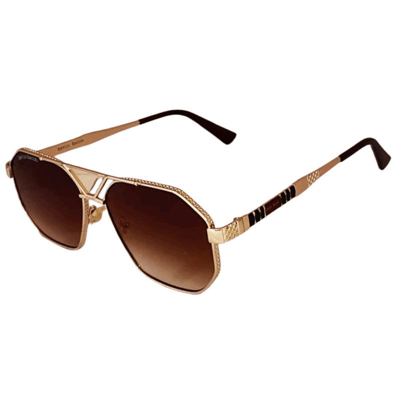 Stylish Golden with Brown Lens Full Rim Square Metal Sunglasses for Men & Women cliqlens kevin bacon square metal sunglasses for men and women