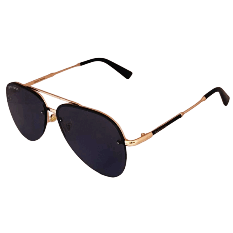 Stylish Golden with Black Lens Half Rim Aviator Metal Sunglasses for Men & Women cliqlens kevin bacon aviator metal sunglasses for men and women