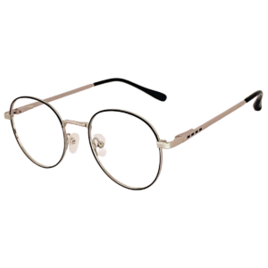 Cliqlens Full Rim Black Silver round metal eyeglasses for men and Women
