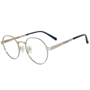 Cliqlens Full Rim blue and silver round metal eyeglasses for men and Women