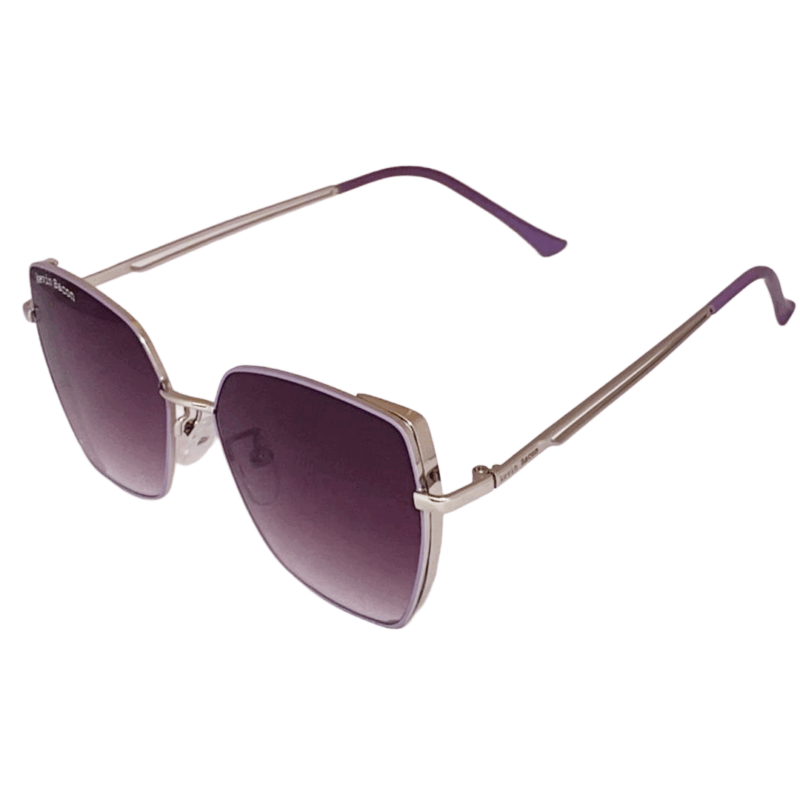 Stylish Silver purple with dark purple lens Full Rim metal cat-eyed Sunglasses for Women cliqlens kevin bacon cat eye metal sunglasses for women