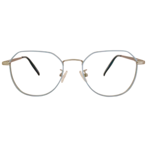 Cliqlens Full Rim blue and silver round metal eyeglasses for men and Women