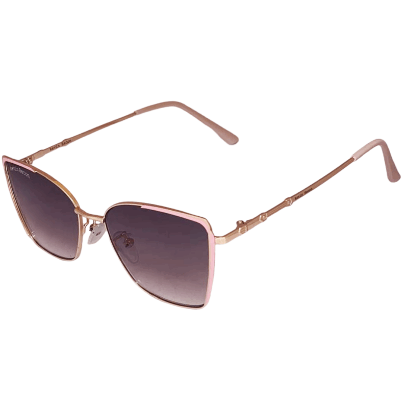 Stylish Golden Pink with grey lens Full Rim metal cat-eyed Sunglasses for Women cliqlens kevin bacon cat eye metal sunglasses for women