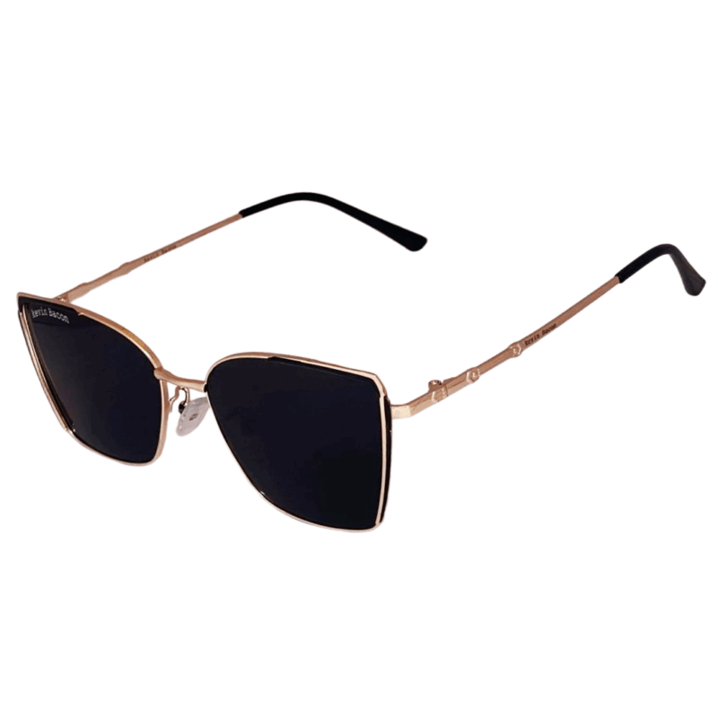 Stylish Golden Black with black lens Full Rim metal cat-eyed Sunglasses for Women cliqlens kevin bacon cat eye metal sunglasses for women