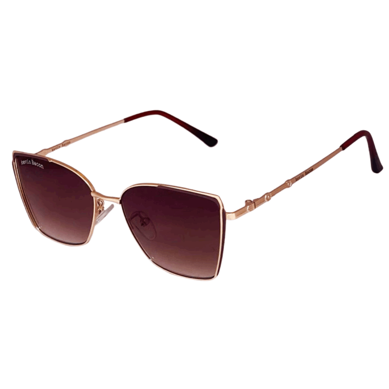Stylish Golden brown with brown lens Full Rim Metal cat-eyed Sunglasses for Women cliqlens kevin bacon metal cat eye sunglasses for women