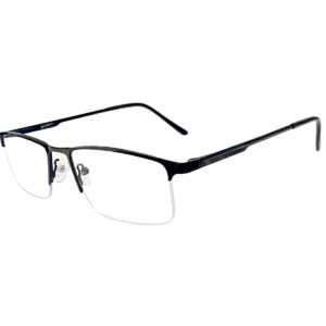 Black Half Rim Square Metal Eyeglasses