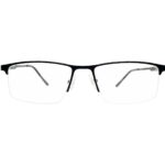 Black Half Rim Square Metal Eyeglasses