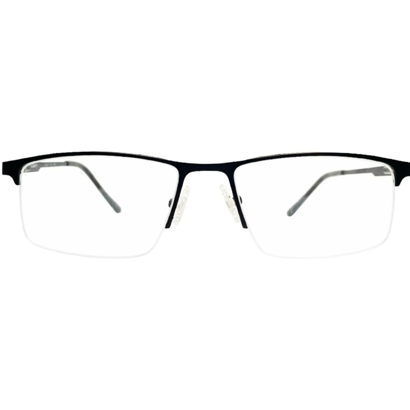 Black Half Rim Square Metal Eyeglasses