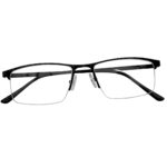 Black Half Rim Square Metal Eyeglasses