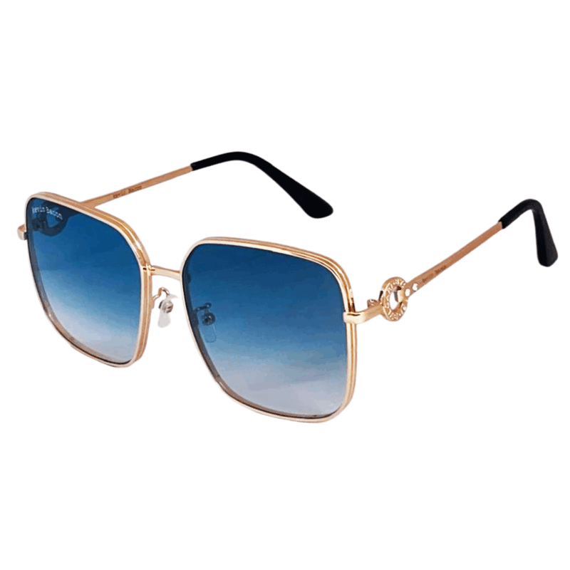 B80-532-golden blue lens Cliqlens kevin bacon square metal golden and blue sunglasses for men and women