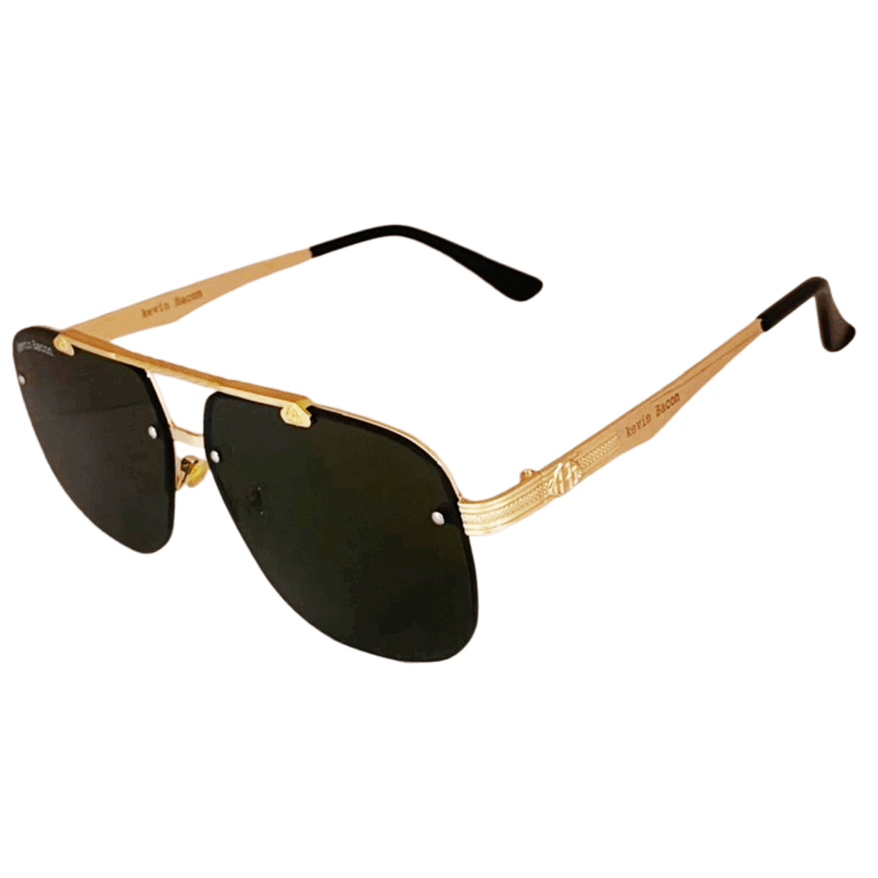 Stylish Golden with Dark Green Lens Half Rim Square Metal Sunglasses for Men Cliqlens kevin bacon square half rim golden sunglasses for men and women