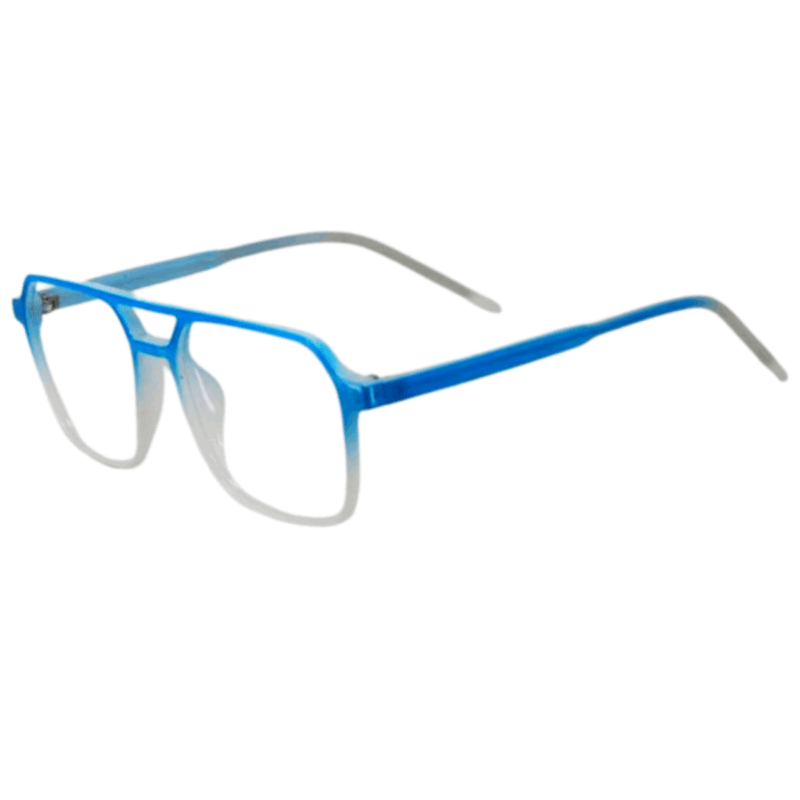Trendy Light blue Double bar Square Sheet Eyeglasses for Men & Women cliqlens blue ocean sheet double bar eyeglasses for men and women