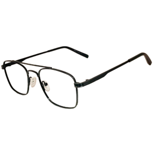 Cliqlens Studio Full Rim Black Square Double Bar Metal Eyeglasses For Men