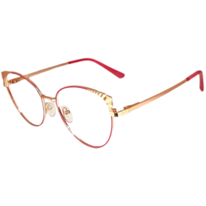 Cliqlens Studio Pink And Golden Cat Eye Metal Eyeglasses For Women