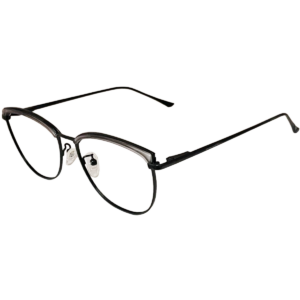 Cliqlens Studio Cool Black & Transparent, Dual Gun Metal Cat Eye Metal eyeglasses for Women