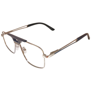 Cliqlens Studio Silver and Black Square Double Bar Metal eyeglasses For Men