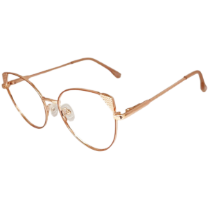 Cliqlens Studio Light Brown And Golden Cat Eye Metal Eyeglasses For Women