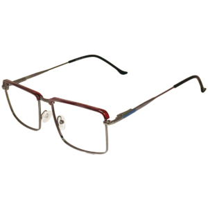 Cliqlens Studio Gun Metal & Red Square Metal Eyeglasses for Men and Women